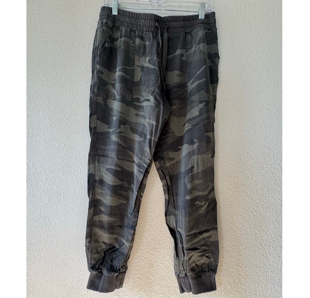 Splendid Women’s Camo Jogger Pants Small Green Gray Pull On Cuffed Casual